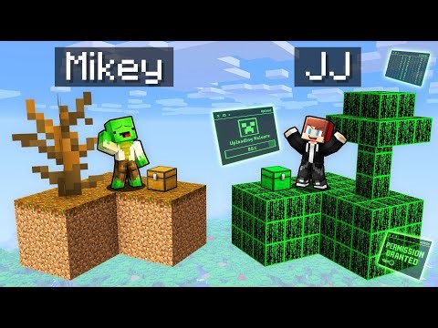 Mikey POOR vs JJ HACKER SKYBLOCK Survival Battle in Minecraft (Maizen)