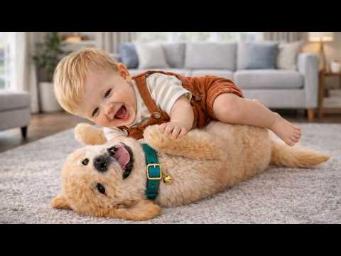 Baby And Puppy Cute Rolling Fun 😂🐶 | Adorable Indoor Play 😍🌟 | Heartwarming Scene🌈💖