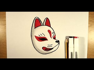 Easy to draw | How to draw kitsune mask from Damon slayer step by step