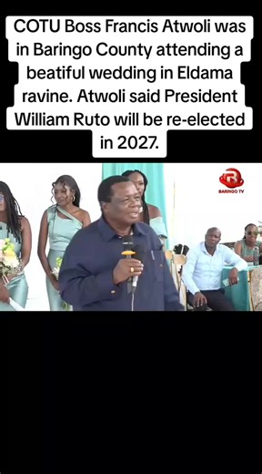 COTU Boss Francis Atwoli was in Baringo County attending a beatiful wedding in Eldama ravine. Atwoli said President William Ruto will be re-elected in 2027.