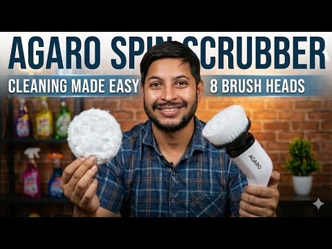 AGARO Royal Electric Spin Scrubber | Home Cleaning Made Easy 🧹 | 8 Replaceable Brush Heads | HCIHU