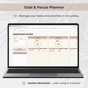 Goal and Focus Planner Spreadsheet | Excel/google Sheets Task Tracker With Eisenhower Matrix, Kanban and Calendar - Etsy Canada