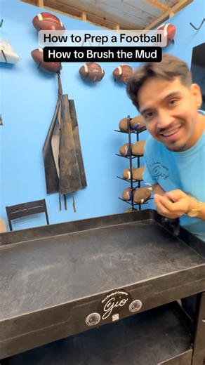 Gio’s Football Company on Instagram: "Brushing the mud on a football"