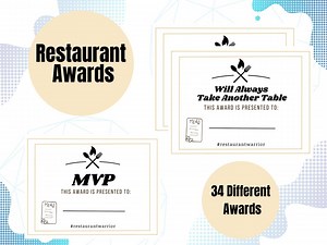 34 Funny Work Awards , Restaurant Staff Awards, the Service Industry, Team Member's Awards - Etsy