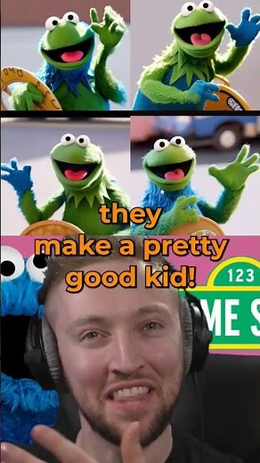 Using AI to combine Kermit the Frog and Cookie Monster