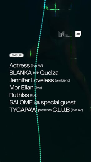 Nxt Museum on Instagram: "ADE 2025 – Friday now live 👾 Nxt’s ADE 2025, ‘Visual Frequencies’, closes with a two-part programme on Friday, October 24. ☀️EARLY | Line-up: 18.00 - 21.00 Mastery (@__mastery) presents Actress (Live AV) (@__a__c__t__r__e__s__s__) Jennifer Loveless (Ambient) (@jenniferrloveless) Mor Elian (Live) (@morelian) Ruthlss (Live) (@ruthlssmusic) 🌙LATE | Line-up: 22.00 - 03.00 Junction 2 (@junction_2) presents BLANKA (@i.am.blanka) b2b Quelza (@quelza_m) SALOME (@salome6_6) b2