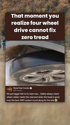 That moment you realize four wheel drive cannot fix zero tread