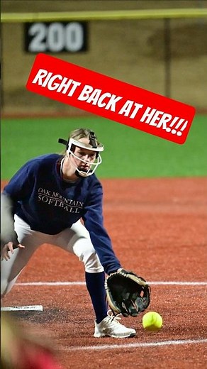 💥 Right Back at Her! Pitcher Makes the Quick Grab #softball