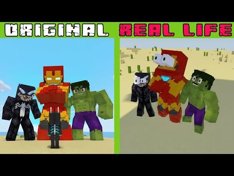 Zombie Kaiju No.08 vs Venom, Hulk & Iron Man⌚⓿❽ | Original vs Real Life | Minecraft Animation