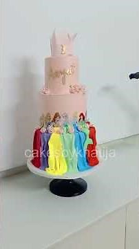 How to stack Dummy cake with real cake| Princess themed three tier Birthday cake