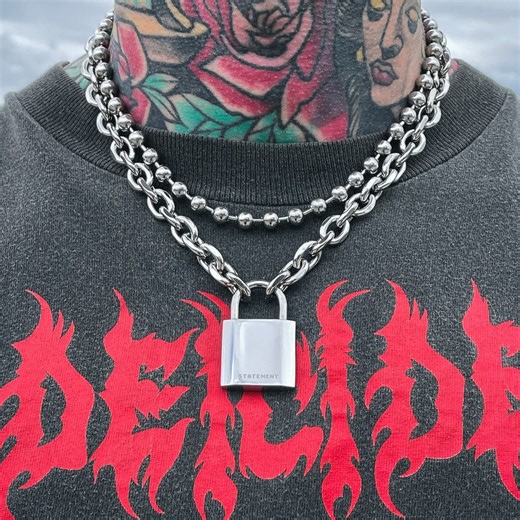 Punk Padlock Necklace Pendant, 316L Stainless Steel - Etsy