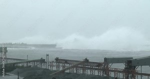 Hurricane Storm Surge Waves Swamp Port Sea Wall - Megi