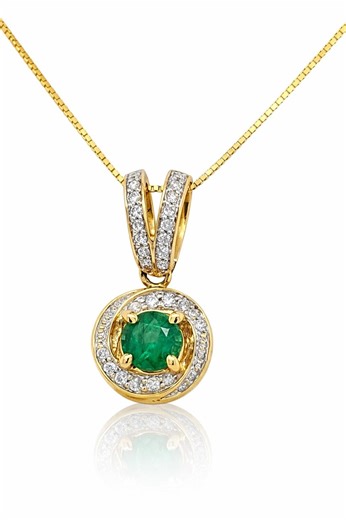 14K Gold Natural Emerald Pendant 0.50ct With 0.15ct Diamond Accents - Etsy