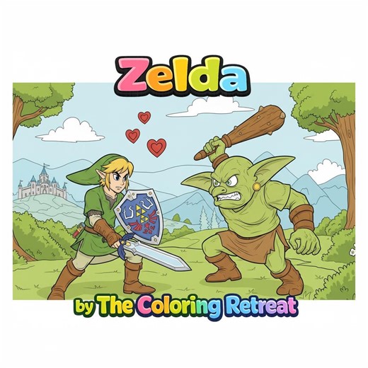 Coloriages Zelda à imprimer en téléchargement numérique | Livre de coloriage d'aventure fantastique | Adolescent adulte | Détente confortable | 40 pages | Téléchargement instantané - Etsy France