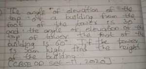 The angle of deration of the top of a building from the foot of... | Filo