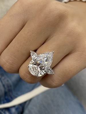 Diamond Ring Pear VS1 E IGI Certified 11 Ct Lab created Solid Platinum 3 Stone | eBay