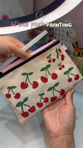 Diy Pencil Pouch Painting 😱 #diy #pencilpouch #painting #shorts #youtubeshorts