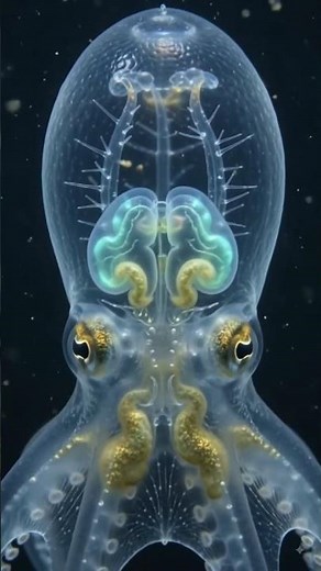 👻 This octopus is almost completely transparent! #GlassOctopus #OceanFacts #DeepSea
