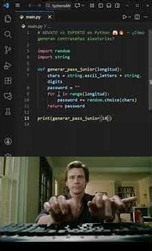 NOVATO vs EXPERTO en Python🔥¿Cómo generan contraseñas seguras? #pypシ #python #coding #code #tipsdev
