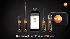 For testing and balancing a multi-outlet ventilation system, the Smart Probes VAC set is your solution. In this video, you can see how the set of four instruments used with your Smart Device give you the capacity to measure in-duct air flow and the flow from each vent; show you motor and electrical equipment conditions; an assessment of the humidity and dewpoint concerns throughout the system; mold indication; and much more. Watch the video to find out the advantages of the testo Smart Probes VA