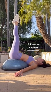 Time to train every facet of your core (which, yes, includes the backside of your body)! 😏 Here are five unique ways to challenge and build your core strength on the BOSU ball: 1. Weighted Around the Worlds 🌎 Flexing your spine when the weight comes to the front and slightly extending when it comes to the back. This works every core fiber- rectus, transverse, obliques, erectors, and multifidi 🫨 2. Reverse Crunches 🔥 This will leave your lower abs screaming! Make sure to minimize bouncing and