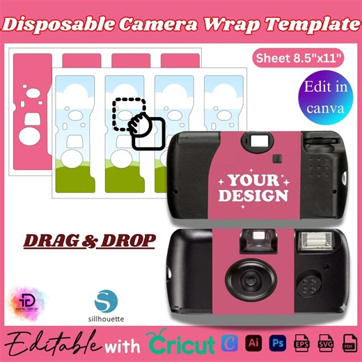 Disposable Camera Wrap Template, Camera Label Template, DIY Camera Cover, Quicksnap Film Camera Template, Canva Editable Wrap, Custom Camera - Etsy