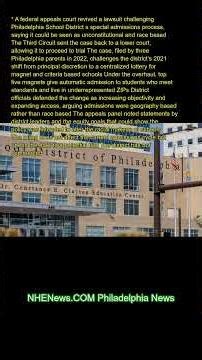 A federal appeals court revived a lawsuit challenging Philadelphia School District's special-admissi