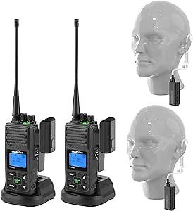 SAMCOM 5 Watts UHF Radios with Wireless Earpiece, 2 Packs