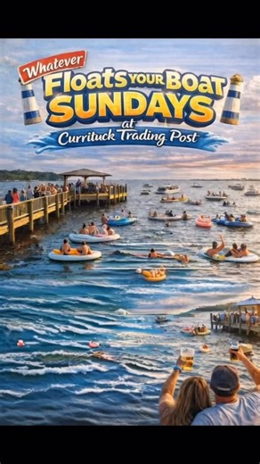 🌞 Anyone else READY for spring?! 🌊☀️ Currituck Trading Post is firing up Floats Your Boat Sundays this spring!! Every Sunday: Live bands rockin’ the new pier all day long 🎸🎤 Boats anchored, floats everywhere (flamingos, unicorns, you name it! 🦩🦄), cold drinks flowin’, and good vibes mandatory! Shoutout to Brittany behind the bar – slinging those drinks with a smile and keepin’ the party goin’ 🍻🍹 Time to start waxin’ up the boat, fuelin’ her up, and shoppin’ online for your favorite pool