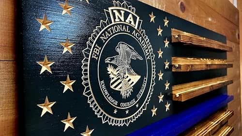 FBI National Academy Thin Blue Line Challenge Coin Holder Holds 90-100 Coins, for Military, Police, Law Enforcement, First Responders, Custom Handmade Quality, Made in Texas