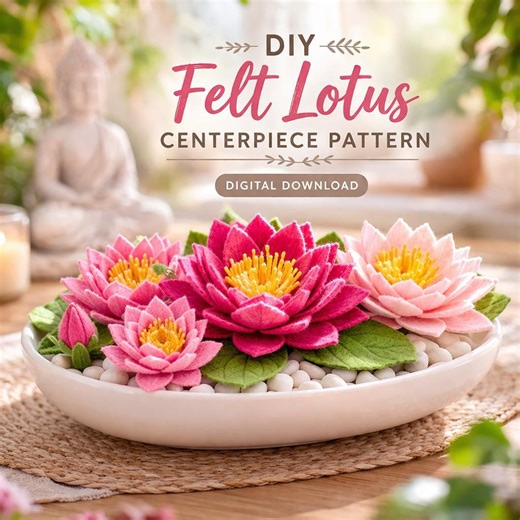 DIY Felt Lotus Centerpiece Pattern | Step-by-step Tutorial | Flower Template | Zen Home Decor | Handmade Gift Idea, DIGITAL Download - Etsy