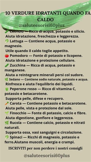 10 VERDURE CHE TI RINFRESCANO QUANDO FA CALDO