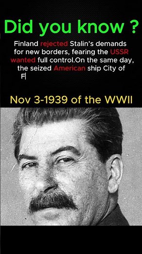 WWII 3 Nov 1939, The Day Finland Rejected Stalin’s Demands 😳#Finland,#USSR,#WinterWar