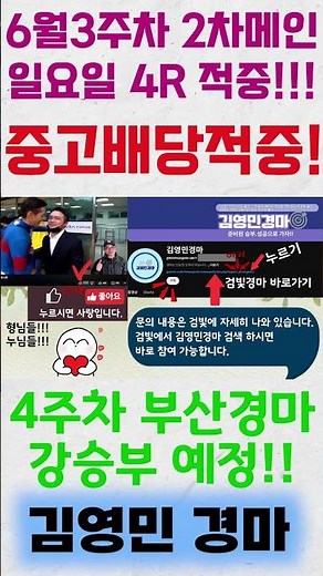 Kim Young-min Horse Racing Busan Gyeongnam, 3rd Week of June, Sunday, Round 4, 2nd Main Race, Med...
