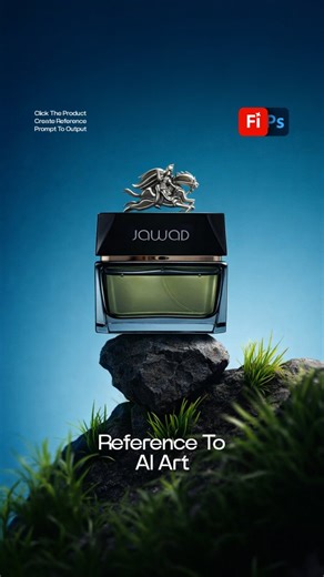 MH Productions • Multimedia Designer | Product Image and Reference Image to Output Using Adobe Firefly and Photoshop . . Prompt : A luxury perfume standing on a rock and surround... | Instagram