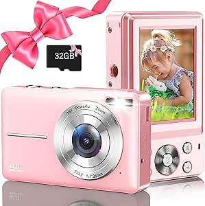 Digital Camera FHD 1080P 44MP Cameras for Photography, Point and Shoot Digital Camera for Kids with 32GB Card, 16X Zoom, Anti-Shake, Compact Small Travel Camera for Girls Boys Teens Kids