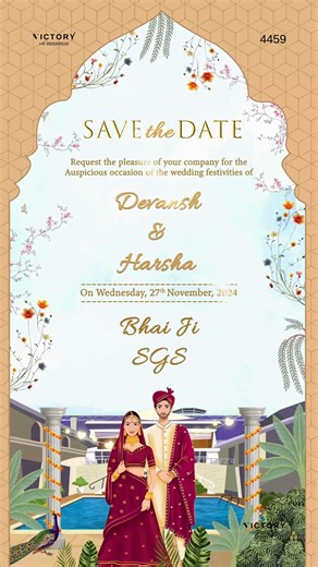 Victory Digital Invitation on Instagram: "👑 A Majestically Designed Gujarati Wedding Ceremony Invitation Created to Celebrate Love with Royal Grace and Timeless Elegance ✨💐 Wedding ceremony invitation card of hindu gujarati patel family in english language with royal theme design 4459 The royal Theme of the Hindu gujarati digital invitation card for wedding ceremony in sky blue background color. This e-invite card is perfectly suitable for patel family and it's available in English language. I