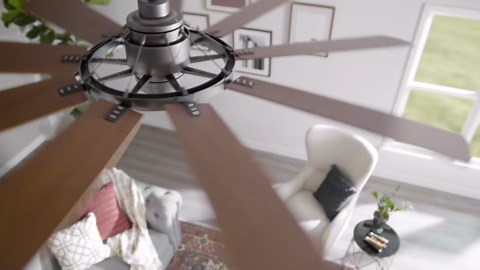 Kichler Gentry XL 85" Ceiling Fan with Lights, 1-Light LED, 3000K, 9 blade Modern Industrial Fan in Distressed Black, (85" W x 16.5" H), 300285DBK