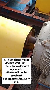 This Three phase induction Motor doesn't start until I rotate the shaft with my hands. What is the cause of the problem. #inductionmotor #electrician @topfans | Industrial Electrician