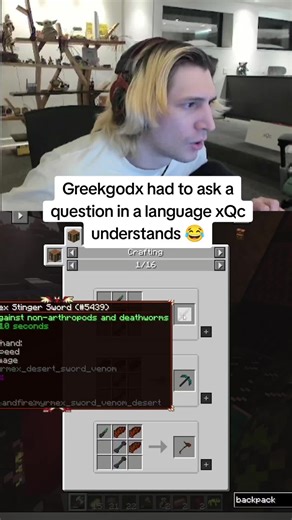 it actually worked 😂 #xqc #greekgodx #minecraft #rlcraft #gibberish | greekgodx