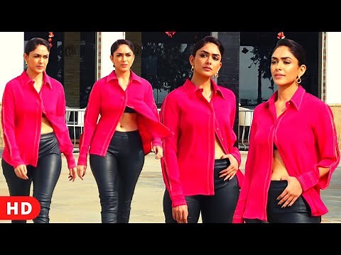 Uff Soo Hott🔥..Mrunal Thakur Flaunts Her Huge Navel Figure In Pink Open Shirt & Tight Pant At Jersey