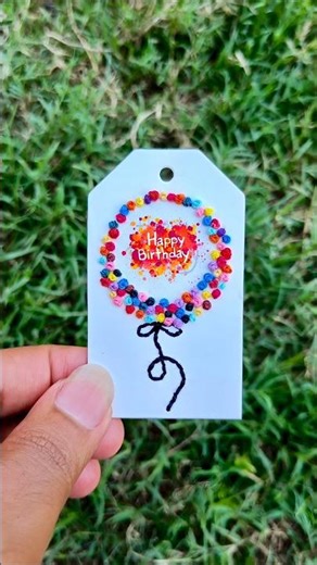 Handmade Birthday Card with Thread 🧵😍 Easy & Budget Friendly! #diy #shorts