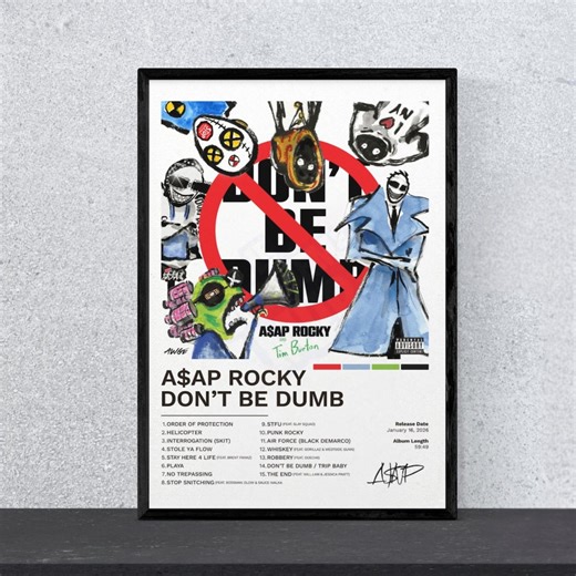 Album Poster Don't Be Dumb by Asap Rocky, Rap Posters, Album Cover, Album Wall Art, Custom Album Poster, Rapper Poster, Rap Us - Etsy