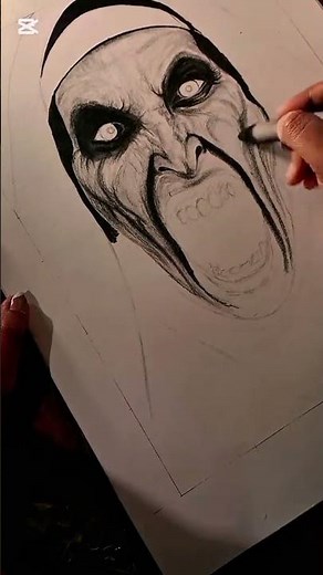 The Nun (Valak) Horror Art Drawing ✍️👹🖤#thenun2 #valak #horrorart #youtubeshorts #art