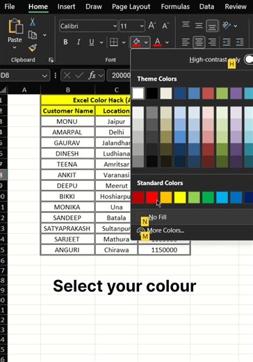 Holi Special Excel Trick 🌈 | Alt + H + H Shortcut