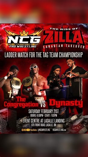 Mikey 𓂀 Truth on Instagram: "Genesis 28:12 (KJV) "And he dreamed, and behold ladder set up on the earth, and the top of it reached to heaven: and behold the angels of God ascending and descending on it" 🔸️ @ncgwrestling TAG TEAM TITLES ON THE LINE🏆🪜🏆 🔥💥 The Rise of Zilla Fatu Canadian Takeover🍁 February 21st 2026 in LaSalle, Ontario🇨🇦. The stakes couldn't be higher. The Congregation enter as the reigning NCG Tag Team Champions. one of the most dominant teams on the independent scene to