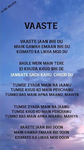 VAASTE #shorts #lyrics #music