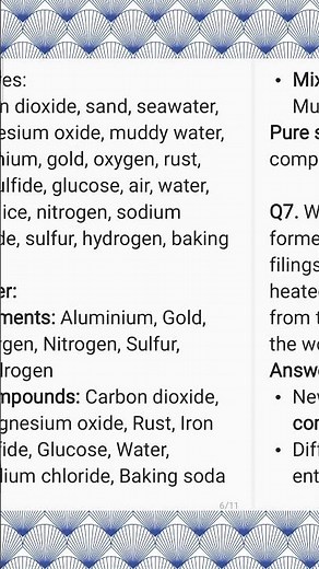 Nature of Matter: Elements, compounds and Mixtures, 8th science Questions and Answers.
