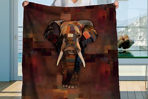 Elephant Sherpa Blanket – African Patchwork Elephant Throw, Rustic Boho Animal Art Blanket, Cozy Safari Decor for Bed or Couch - Etsy
