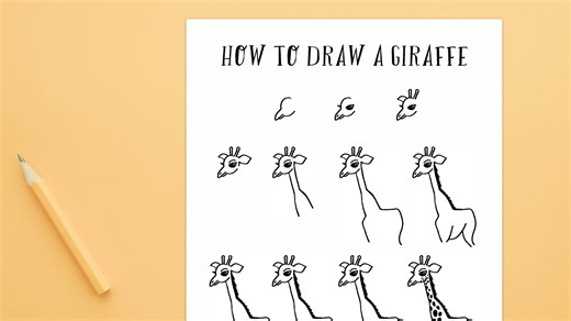 How To Draw a Giraffe (Free Printable   Video)